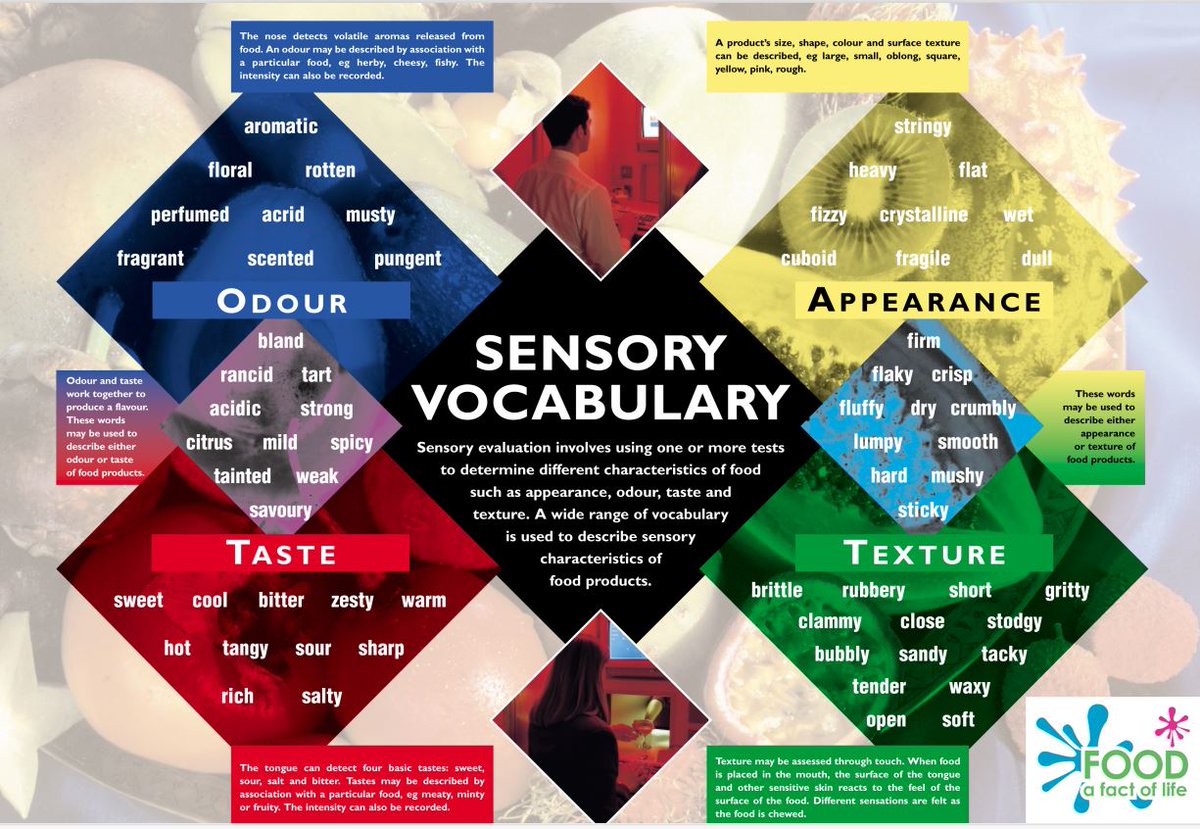 Have you seen our sensory vocabulary poster?  It's a  great resource for encouraging pupils to use a wider vocabulary when describing the foods they taste!

Download it here: foodafactoflife.org.uk/media/6174/sen…