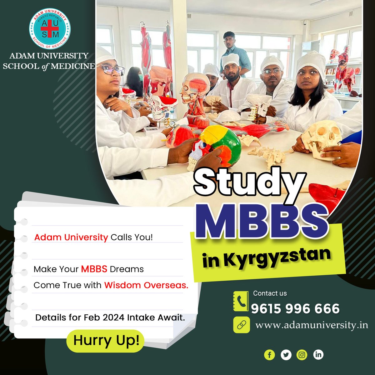 adamedu_in's tweet photo. Your MBBS dreams come true with Wisdom Overseas! Adam University in Kyrgyzstan awaits your journey. contact us at 9615996666
VISIT: https://t.co/aFqWak6GsN
Subscribe Link: https://t.co/U6tW3fI27a
#MBBSinabroad #kyrgyzstan #adamuniversity #WisdomOverseas https://t.co/FiyolRF2KA
