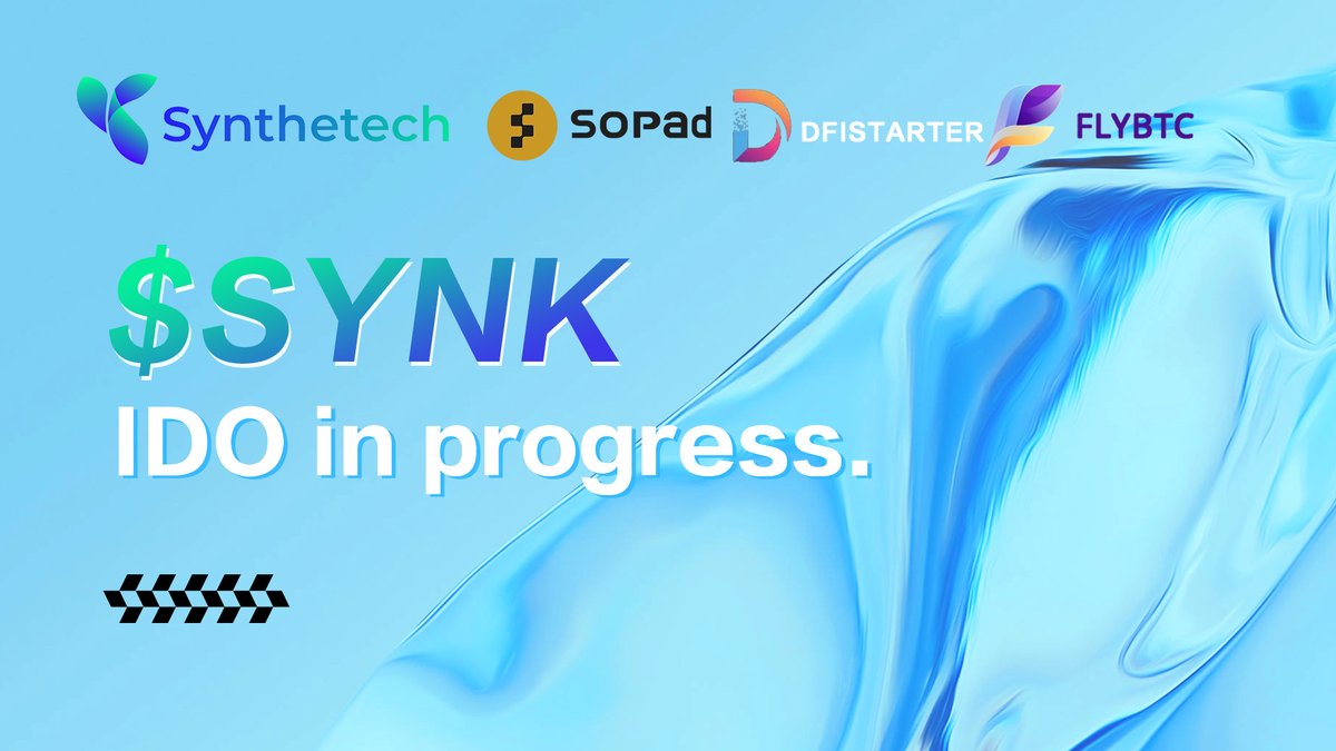 SYNK_BTC's tweet photo. 🚀 The #Synthetech IDO is officially LIVE! 

For the next 12 hours, join us on a transformative blockchain journey by participating in our IDO across these platforms: @SoPadPort3 , @DfiStarterPad , and @flybtc_io 

 Act now!👏

#Web3 #BRC20 #ETH https://t.co/aZAFgTV47V