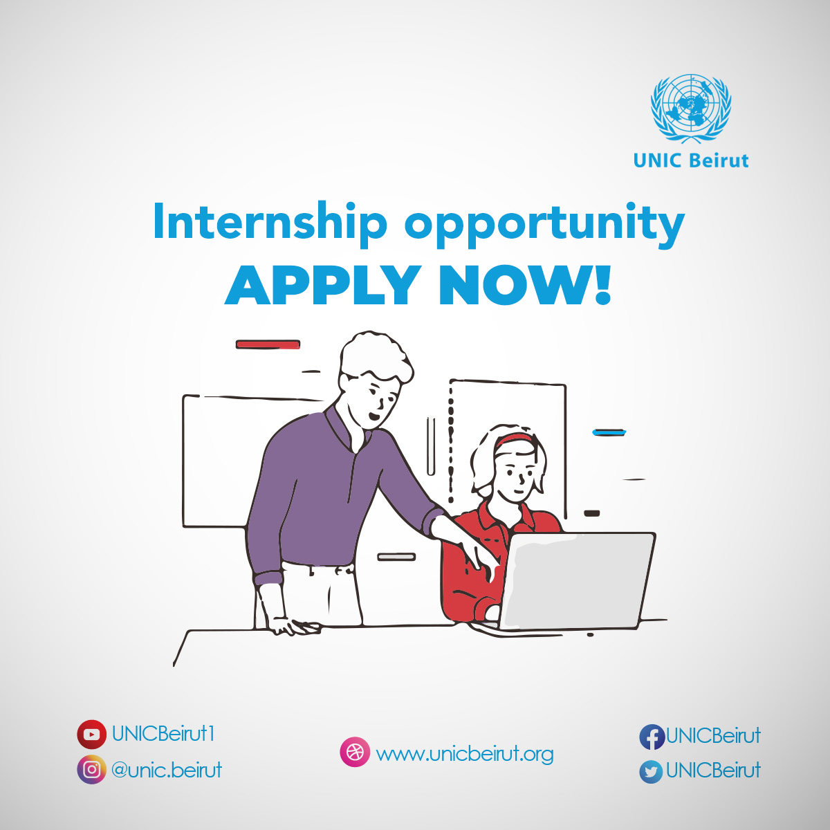 UNIC #Beirut is #recruiting interns in #communication and public information. If you are studying journalism, radio-TV, translation, law or political science we encourage you to apply NOW! 🔗tinyurl.com/3tr79cdd #Lebanon #UNinternship #UNcareers #UN #Internship