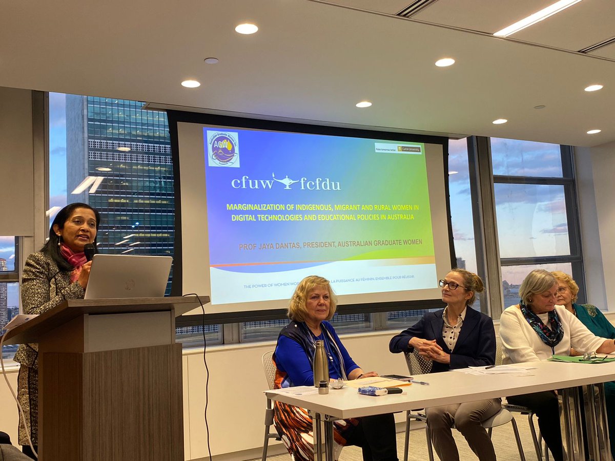Presenting with the Canadian Federation of University Women on the impacts of digital technology and the marginalisation of Indigenous migrant and rural women in Australia.