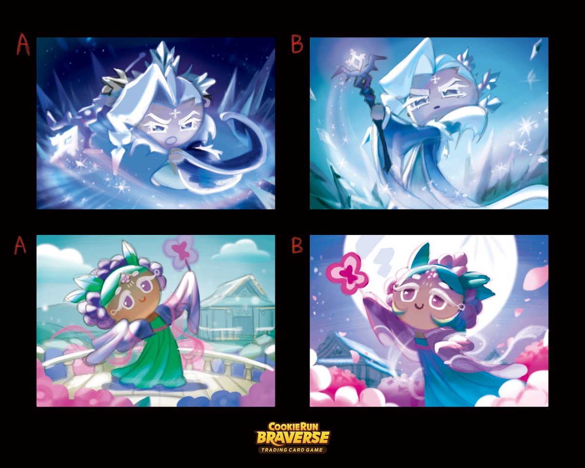 쿠키런 브레이버스 작업!! 수국맛 쿠키🌺와 서리여왕 쿠키❄️, 러프작업들