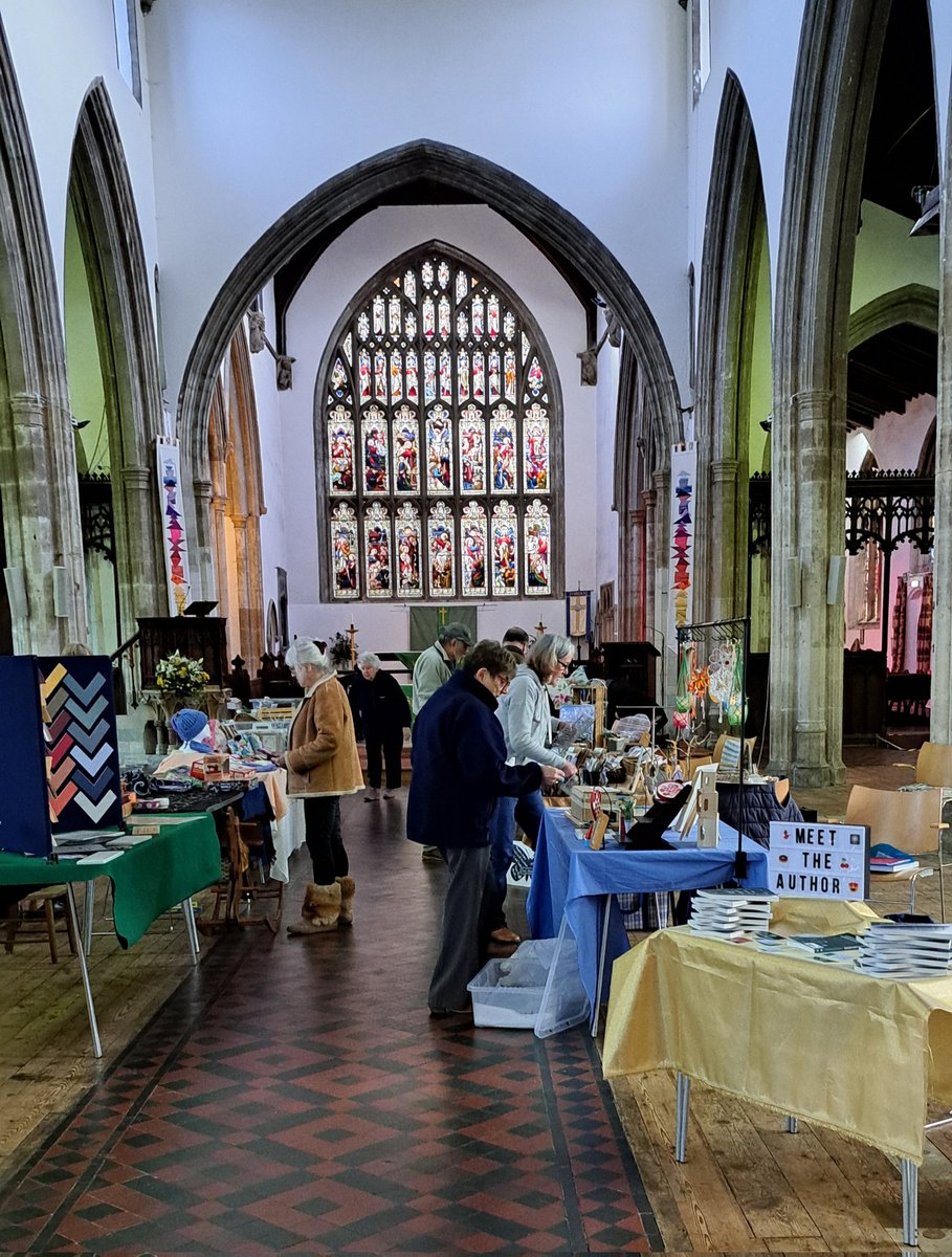 All set up in St Mary's Church Hadleigh for my first book selling event. 
I've got the prime spot. 
It helps to be friends with the church warden 😉