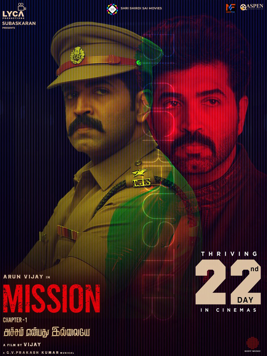 RoyapuramArunb1's tweet photo. SUCCESSFUL 2️⃣2️⃣ DAYS🎥🎉
#MissionChapter1RunningSuccessfully 💥
Don't miss to watch in Theatres!🍿🎬
#MissionChapter1
#PongalWinnerMission
#ArunVijay ❤️🔥 #AV ❤️🔥 @arunvijayno1
@DineshAVFan @allindiaavfc @MageshNO2 https://t.co/FaD6Iguca6