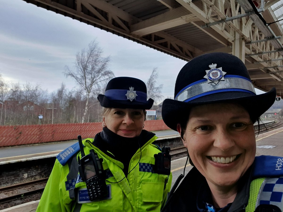 Joint partnership work between local PCSO  Nikki Adams and PCSO Sue Hallo f British Transport Police, patrolling the  train from Llandudno Junction to Holyhead.

Joint working is at the heart of #CommunityPolicing.