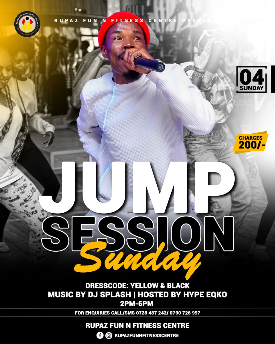 BigAfrique's tweet photo. Calling all dancers! Don't miss out on our epic black and yellow Jump Session  this Sunday! 🌟💛 
Entry: Ksh 200. 

Get ready to groove, laugh, and create memories that last a lifetime. #DanceMania #WeekendFun #jumpsession #danceclass #badastudios #Rupazfafc #Eldoret https://t.co/tX1jjIo1Ua