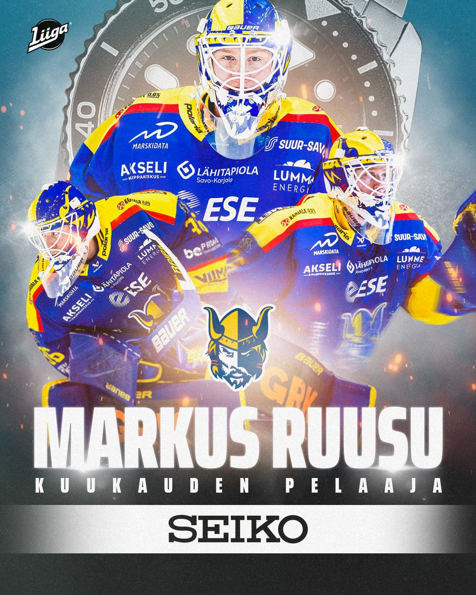 Liiga ja Seiko ovat valinneet tammikuun parhaaksi pelaajaksi Jukurien maalivahdin Markus Ruusun! 🏆

➡️ Lue lisää: liiga.fi/fi/uutiset/173…

#Liiga #Jukurit