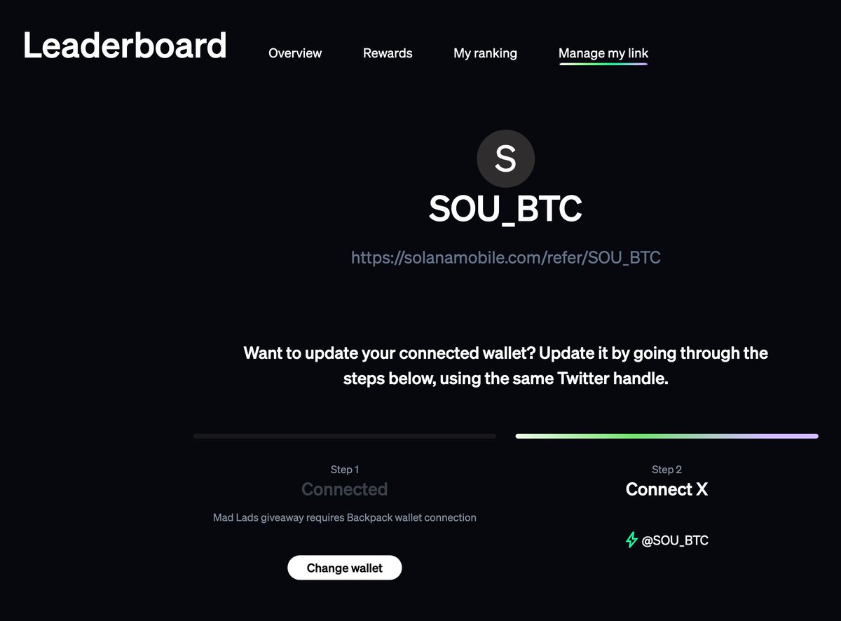 🚨 Solana Mobile予約注文した方、これからする方は絶対にやってください 🚨 ✓ 下記のリンクから、連携するウォレットを必ず  @Backpack にしてください！（あとからでも変更可） Mad Lads giveawayのためには、Backpackウォレットの連携が必要なためです！絶対に絶対に  ...