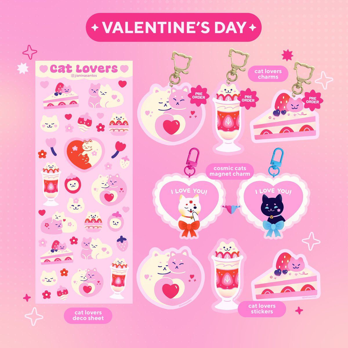 jianinasantos's tweet image. Feb Shop Update is here 🐲🌷🍓 ✨

✸ Lunar New Year collection
✸ Valentine's Day collection
✸ Cat Love plushie (avail online/ komiket feb)
✸ Splatoon: Side Order collection

🛒:shopee.ph/jianinasantos (1/2)
#artph #shopupdate #catmerch #lunarnewyear #valentines