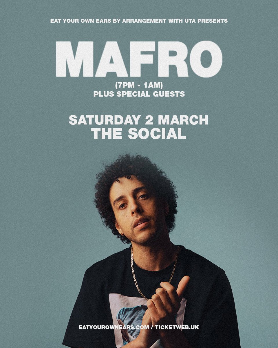 London, I’m very excited to announce I’m doing another headline Live show on Saturday 2nd March! 🪩 I’m buzzed to be doing it again. I’ll be heading to @thesocial alongside some special guests…. 🤫 Hit the link the link below!! 🎫 Mafro.lnk.to/TheSocialPreSa…