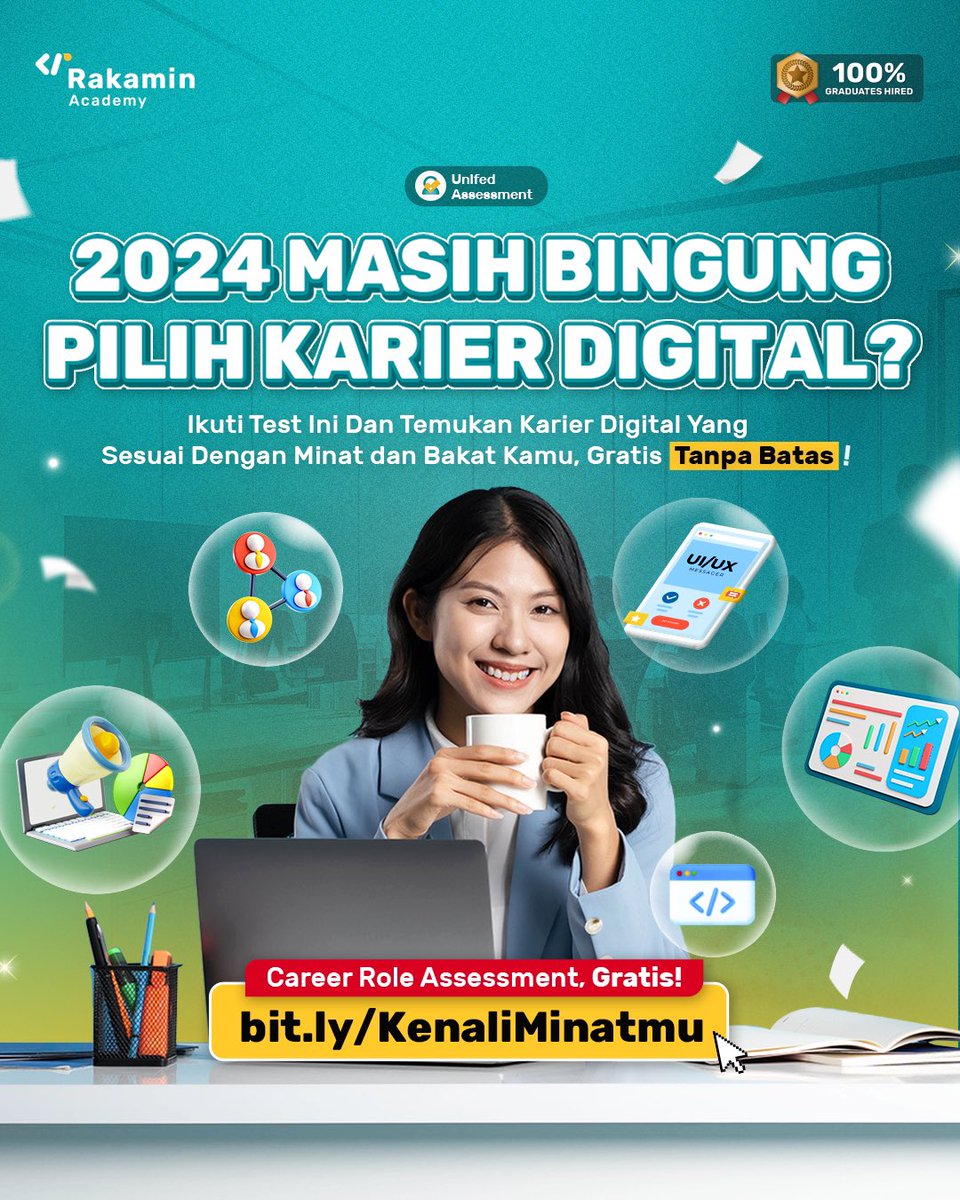 2024 masih bingung pilih karier digital ya sesuai? 😔

Ikuti test ini dan dapatkan rekomendasi karier digital yang sesuai dengan minat dan bakat kamu! 🤗

Yuk, cari tah karier digital kamu di sini. GRATIS! 👇🏻
bit.ly/KenaliMinatmu