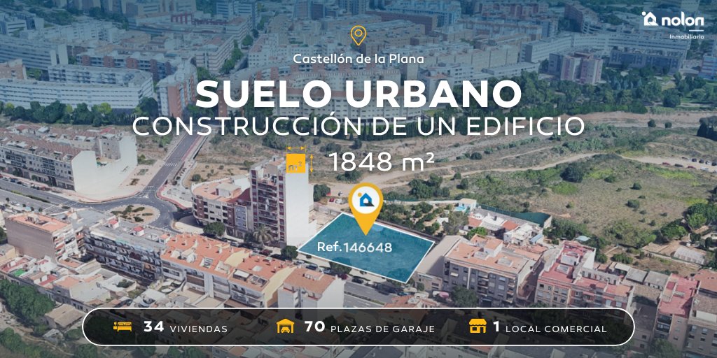 🏗 Suelo urbano en Castellón de la Plana. 
El terreno tiene 1.848 m² según Registro y una edificabilidad de 4.126 m².

+info:
➡ bit.ly/nolon_146648

#Nolon #NolonEspaña #SueloUrbano #CastellóndelaPlana #TerrenoUrbano #Construcción