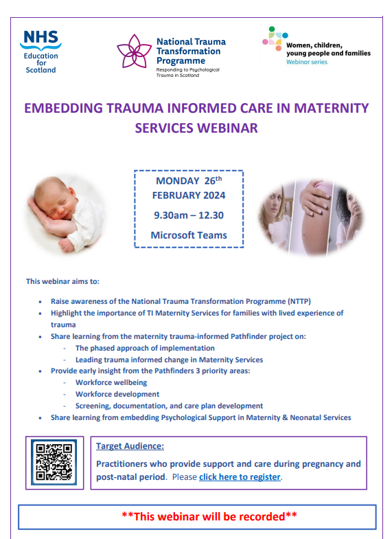 NESnmahp (@nesnmahp) on Twitter photo Exciting new webinar to share learning from the maternity Trauma-Informed Pathfinder Project, Registration now open #TransformingPsychologicalTrauma forms.office.com/pages/response…
@lorrafarrow14 <a href="/DrMariaPollard/">Maria Pollard</a> <a href="/sferguson407/">sandra ferguson</a> <a href="/McGuire_Clare/">Clare McGuire</a> <a href="/sgchiefmidwife/">SG Chief Midwife</a> @CNOScot <a href="/JakiLambert/">jaki lambert</a> Exciting new webinar to share learning from the maternity Trauma-Informed Pathfinder Project, Registration now open #TransformingPsychologicalTrauma forms.office.com/pages/response…
@lorrafarrow14 <a href="/DrMariaPollard/">Maria Pollard</a> <a href="/sferguson407/">sandra ferguson</a> <a href="/McGuire_Clare/">Clare McGuire</a> <a href="/sgchiefmidwife/">SG Chief Midwife</a> @CNOScot <a href="/JakiLambert/">jaki lambert</a>