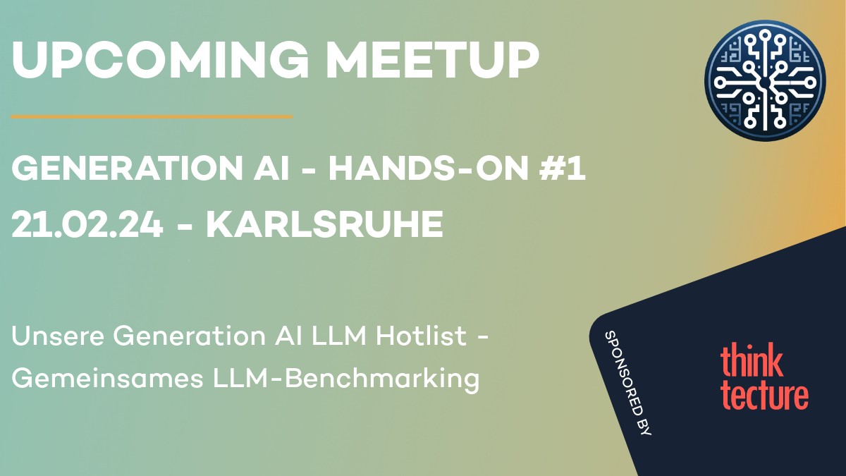 Wir laden euch herzlich ein! 🤖 Am 21. Feb. findet unser erstes Hands-On Meetup bei <a href="/thinktecture/">Thinktecture</a>  statt.  Wir wollen Bewertungskriterien für #LLMs erarbeiten und anhand unserer Maßstäbe testen. Bringt eure 💻 mit! #CommunityRocks #AI #Karlsruhe
meetup.com/de-DE/generati…