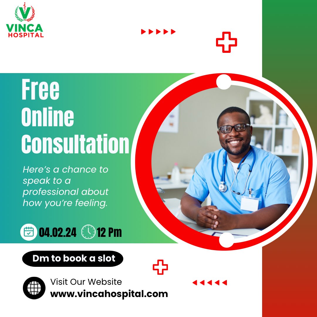 VincaHospital_'s tweet photo. Our second edition of free online consultation is this Sunday by 12pm. Here’s another chance to speak to a professional about your health and symptoms. Send a direct message if you’ll like to participate. https://t.co/ZOjVo1nZU0