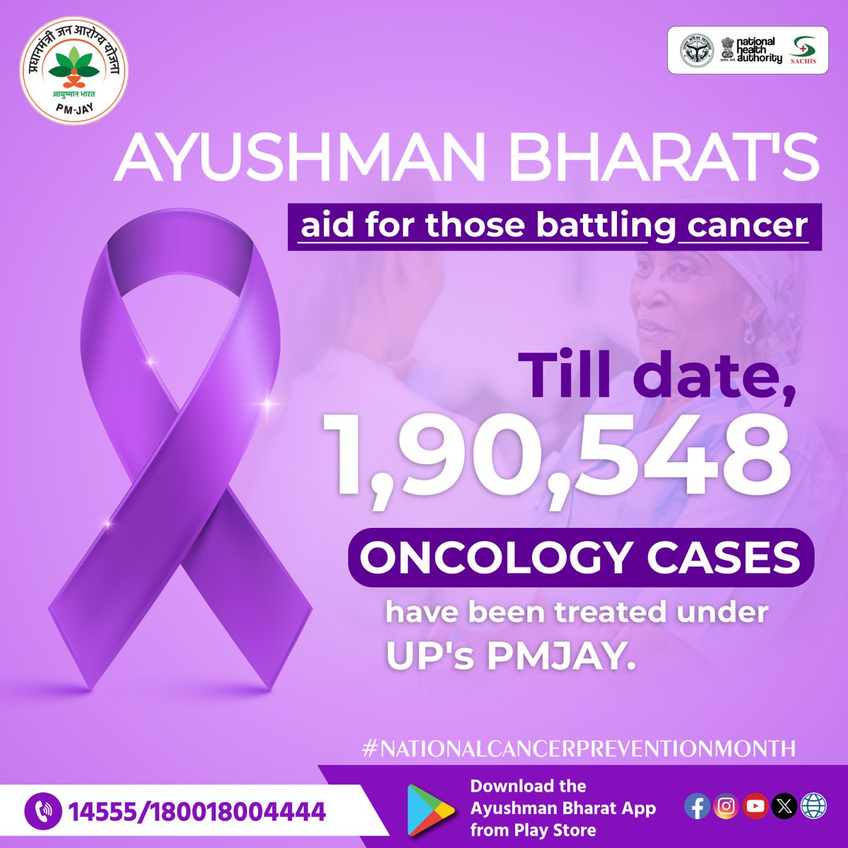 PmjayP's tweet photo. #UttarPradesh is bridging the gap in #Cancer care through the #PMJAY scheme, offering a beacon of hope for those battling cancer. Let's unite to win over cancer and ensure a brighter tomorrow for all.
#WinOverCancer #NationalCancerPreventionMonth #BeatCancer #AyushmanBharat https://t.co/GeB1zHWkiP