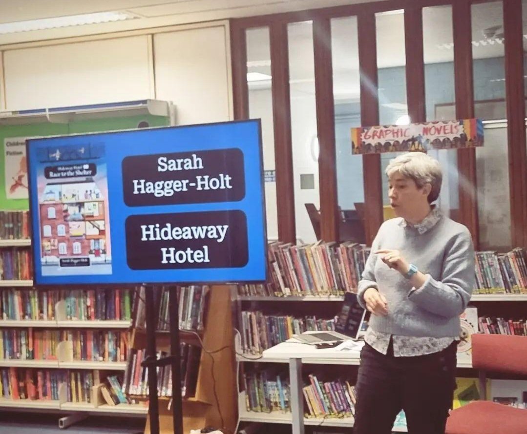 Im_Negomi's tweet photo. Really excited to have @SarahHaggerHolt here at @Better_Balham with a local primary school this morning!
I love that libraries can be the centre point to bring authors to readers!
#AuthorVisit #Schoolvisit #HideawayHotel #SarahHaggerHolt #LoveLibrary #BalhamLibrary https://t.co/esOK1CUTVC