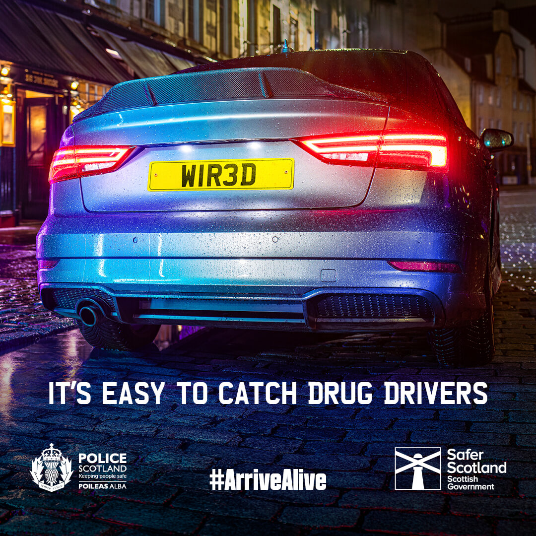It's easy to catch drug drivers. @PoliceScotland now carry drug testing kits and are able to carry out immediate roadside testing for any driver they suspect of drug driving. bit.ly/drug-drivers #ArriveAlive