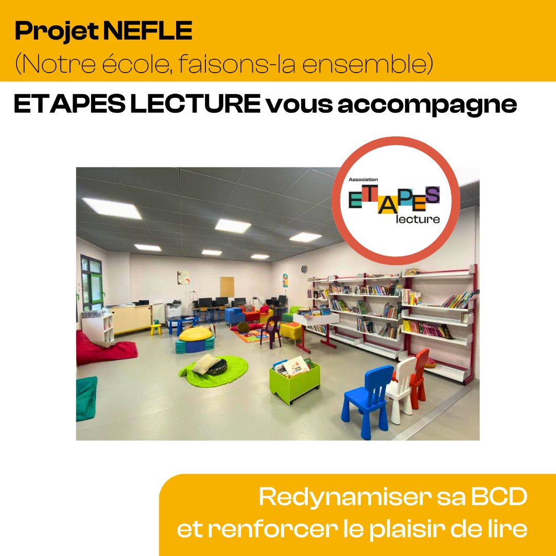 🤝 Un #accompagnement pour votre projet #NEFLE 
Vous souhaitez monter un projet NEFLE autour de la #lecture (Notre école, faisons-la ensemble) et avez besoin d'aide ? L'association ETAPES LECTURE vous propose un accompagnement sur-mesure, en lien avec vos besoins.