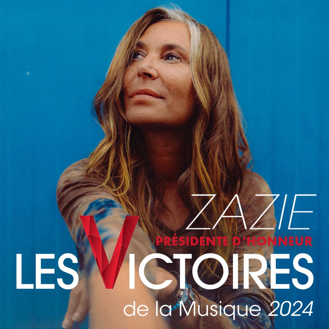 Nous avons le plaisir de vous annoncer que Zazie sera la Présidente d'honneur de la 39ème cérémonie des Victoires de la Musique qui aura lieu le vendredi 9 février ! - Team Zazie @LesVictoires