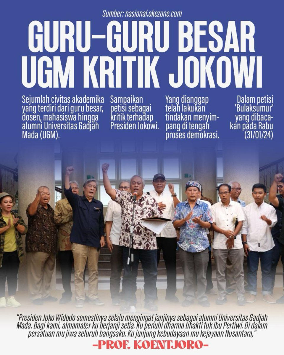 Jika Rezim ini Begitu BEBAL dengan Suara - Suara Jeprihatt kaum Cerdik Pandai  , akan menjadi awal KEJATUHAN JOKOWI , 

Jokowi Melupakan SEJARAH ORBA Seharusnya Belajar dari Rezim Suharto yang Jatuh Karena Mengingkari SUARA RAKYAT

Kampus  Bergerak.