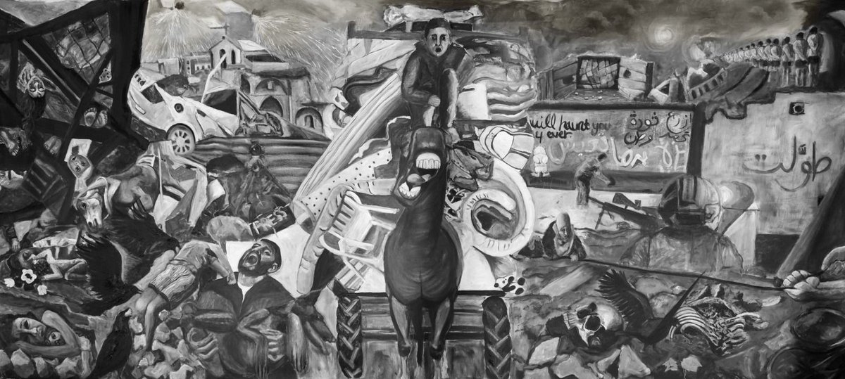 Gaza Landscapes 24 (by @MalakMattarart) 'Gaza Massive Loss of life Destruction of Health Culture Religion Property Forced Displacement Decomposing Bodies without Burial Naked bodies exposed Snipers Killing Civilians in 'Safe Areas' White Phosphorus The Spirit of #RefatAlAreer'