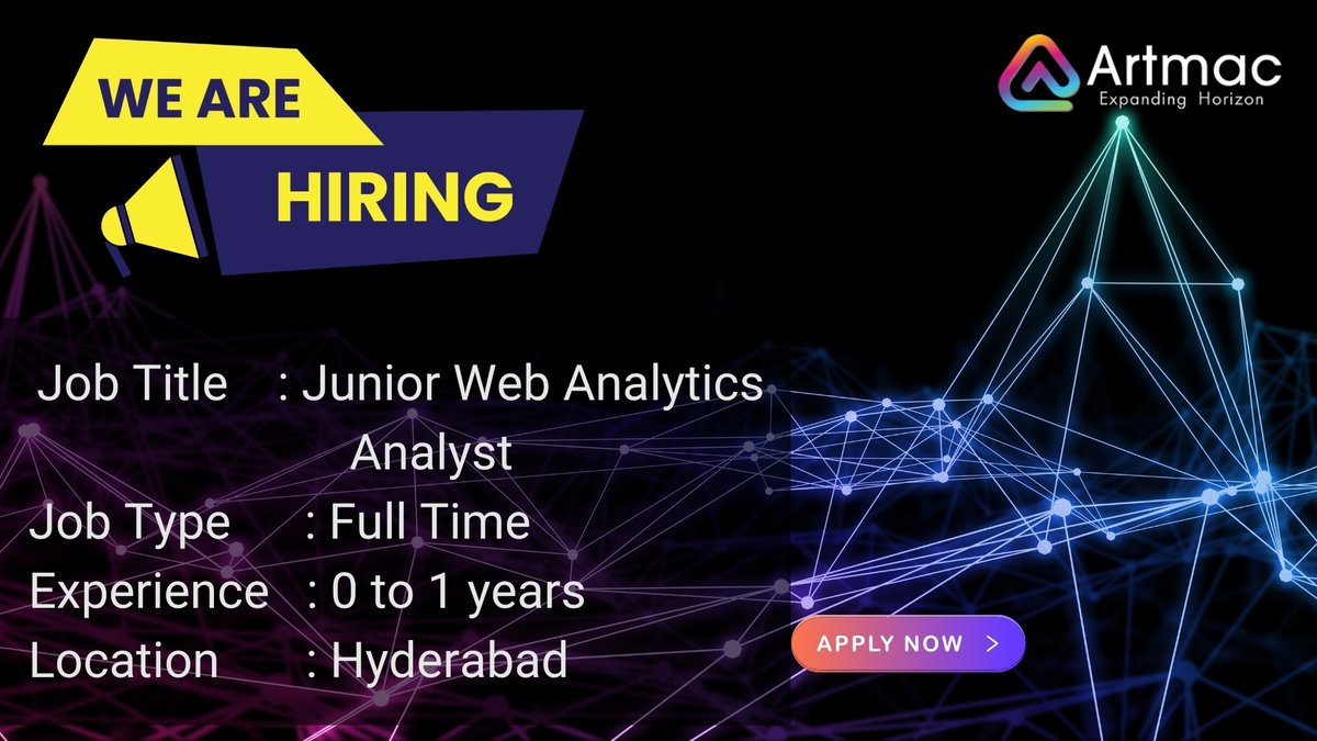We are #hiring Location #india
➡️tinyurl.com/43ectcjc?utm_s…
#web #webanalytics #artmac #artmacllc #artmacjobs