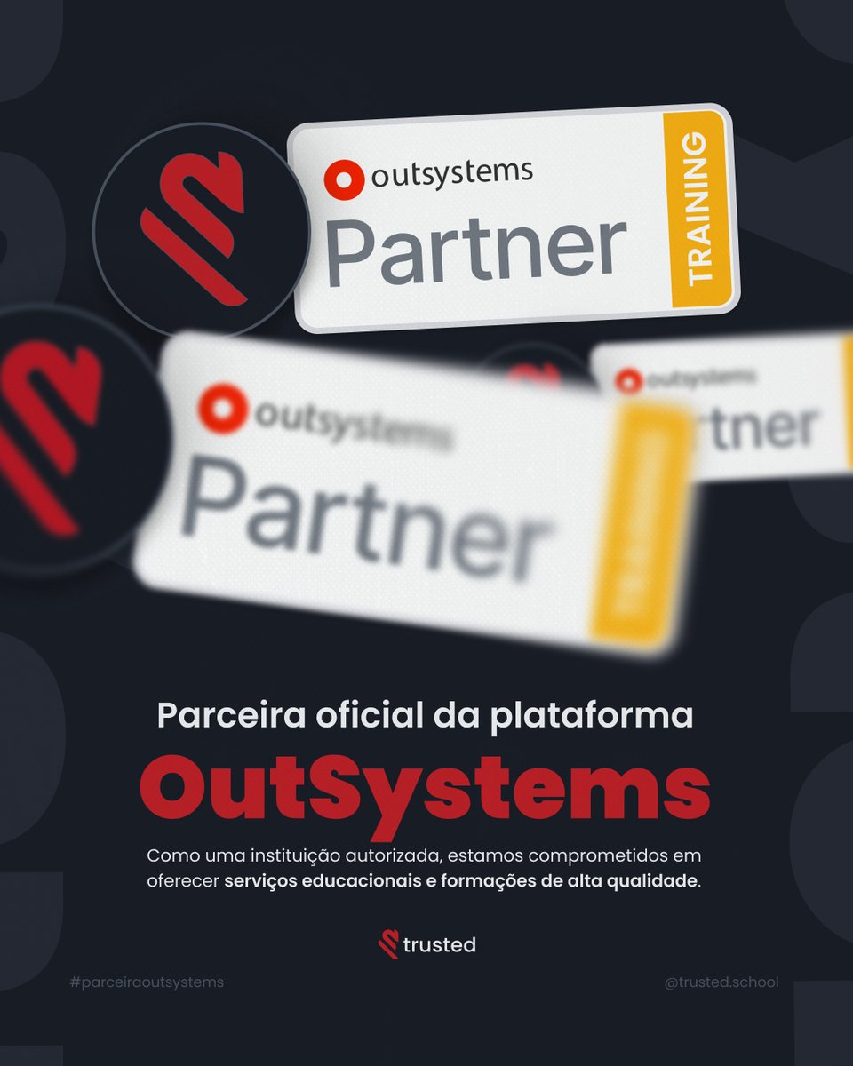 TrustedSchool's tweet photo. Estamos orgulhosos em anunciar que somos parceiros oficiais da plataforma OutSystems, o que nos confere o prestigiado Selo TRAINING.
Junte-se a nós! Link na Bio.
#OutSystems #Formação #Desenvolvimento #TrustedSchool #OutSystemsPartner #SeloTraining #OutsystemsTraining https://t.co/CILZmjNSlT