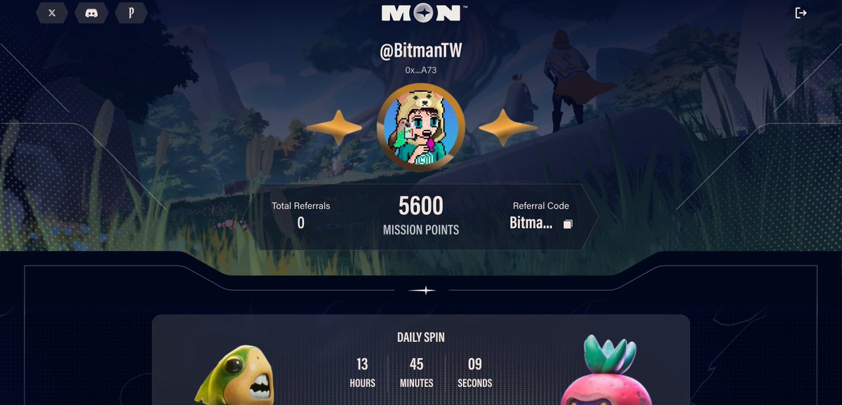 🐉<a href="/monprotocol/">MON Protocol 🐉 $MON</a> MISSION PLATFORM LAUNCH🐉

Mission Points ＝ $MON airdrops 🪂

Follow the steps 👇
1. Visit the site &amp; connect Twitter
app.monprotocol.ai/questing 
2. Enter the referral code: BitmanTW
3. Complete missions and spin the wheel daily to collect Mission Points

Don't fade