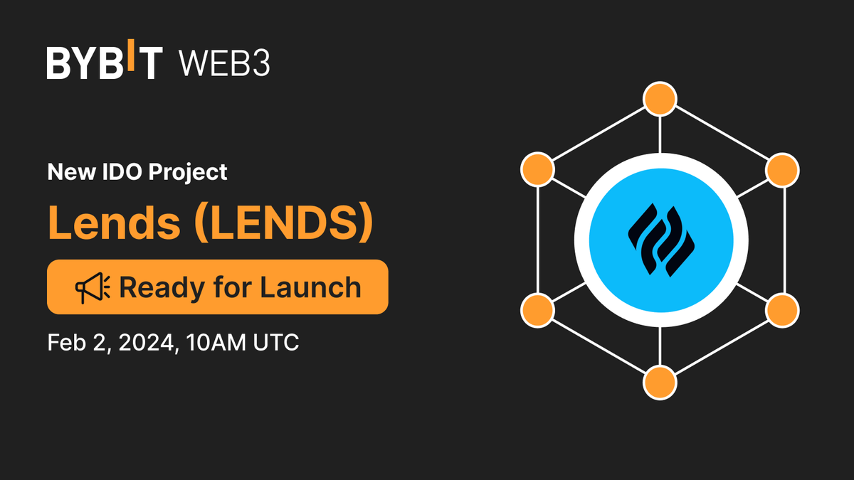 Bybit_Official's tweet photo. 🔥 New IDO Project: @Lends_so ($LENDS)  

✅ Bybit Wallet: 300 $USDC on #Ethereum Chain  

📆 Subscription: Feb 2, 10AM UTC - Feb 5, 2024, 10AM UTC  

📷 Snapshot: Feb 5, 10AM UTC - Feb 8, 2024,10AM UTC  

📢 LENDS/USDT Bybit Listing on Feb 8, 2024, 10AM UTC  

👉 https://t.co/m1PeyeDsao