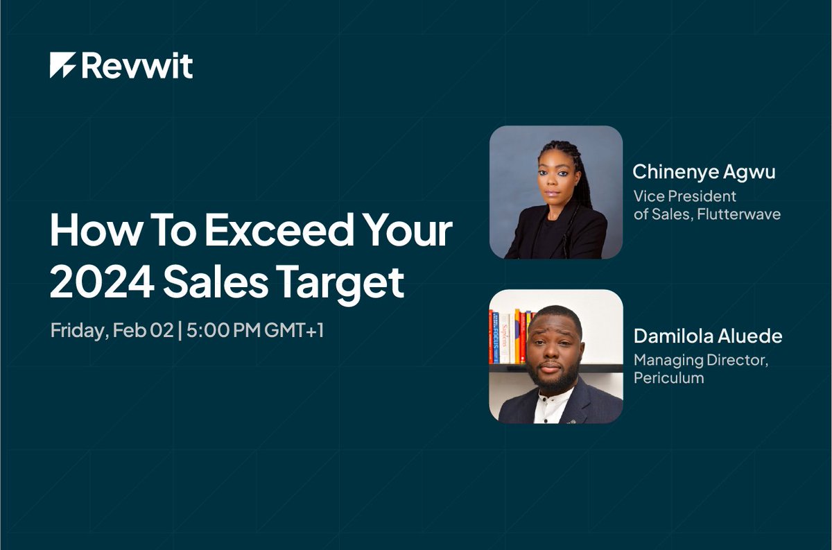 We've got our webinar happening today at 5pm. Don't miss out on the strategies that can help reshape your journey as a sales talent. 🚀

You can still register by clicking the link below. 👇🏾⌛
revwit.com/event/how-to-e…