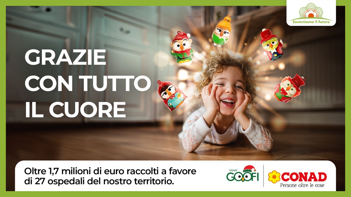 Con la collezione GOOFI EGAN, negli ultimi tre anni abbiamo raccolto oltre 5,8 milioni di euro, di cui più di 1,7 solo nel 2023, a sostegno degli ospedali del territorio. Un piccolo gesto che ha portato a un grande risultato per la nostra Comunità.
bit.ly/49lwQme