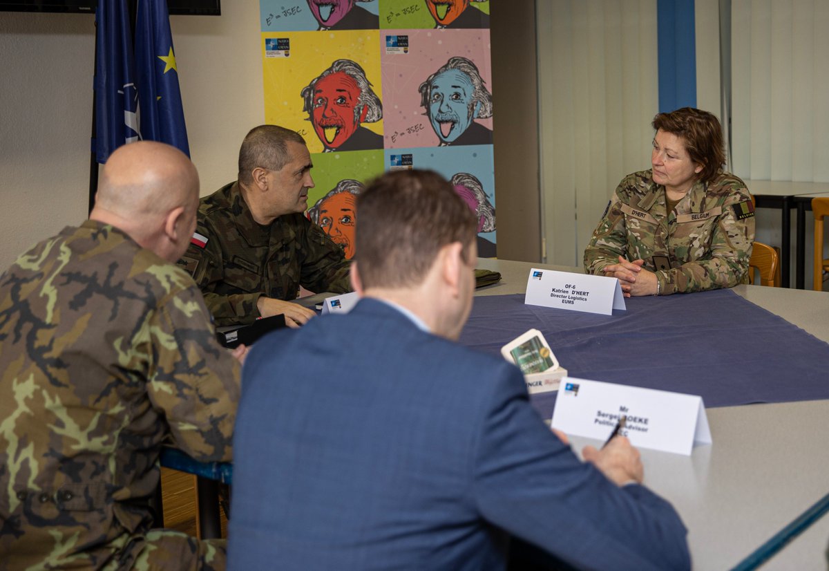 JsecNato's tweet photo. From 31 January to 1 February, #JSEC informed #EUMS, Directorate-General for Mobility and Transport (#DGMOVE), #SHAPE J4 and #NATO IS about the results of the 2023 RSN Fall Conference.
We provide feedback on the RSN and work with EUMS on ways to improve the RSN.
#WeAreNATO https://t.co/cjUVzwdupa
