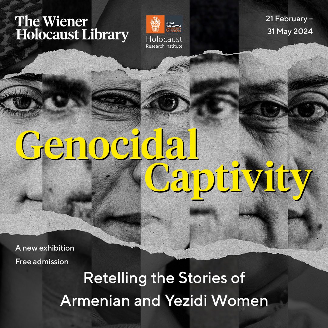 We are delighted to announce that an excellent new @hgrp_org exhibition will be installed at the @wienerlibrary & be open to visitors later this month. The exhibition ‘Genocidal Captivity: Retelling Stories of Armenian and Yezidi Women’ will run from 21 February to 31 May 2024.