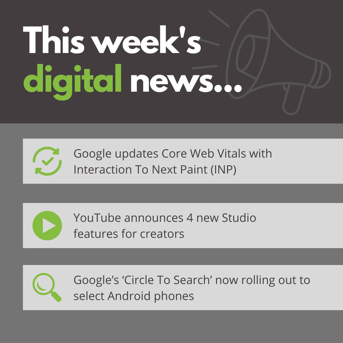 SEOWorksUK's tweet image. 📰 THIS WEEK IN DIGITAL 📰

In the headlines this week - @googlesearchc, @YouTube and @Android 👀

Find out about the latest developments... 👇

#seonews #androidphones #seochat #DigitalMarketing #YouTube