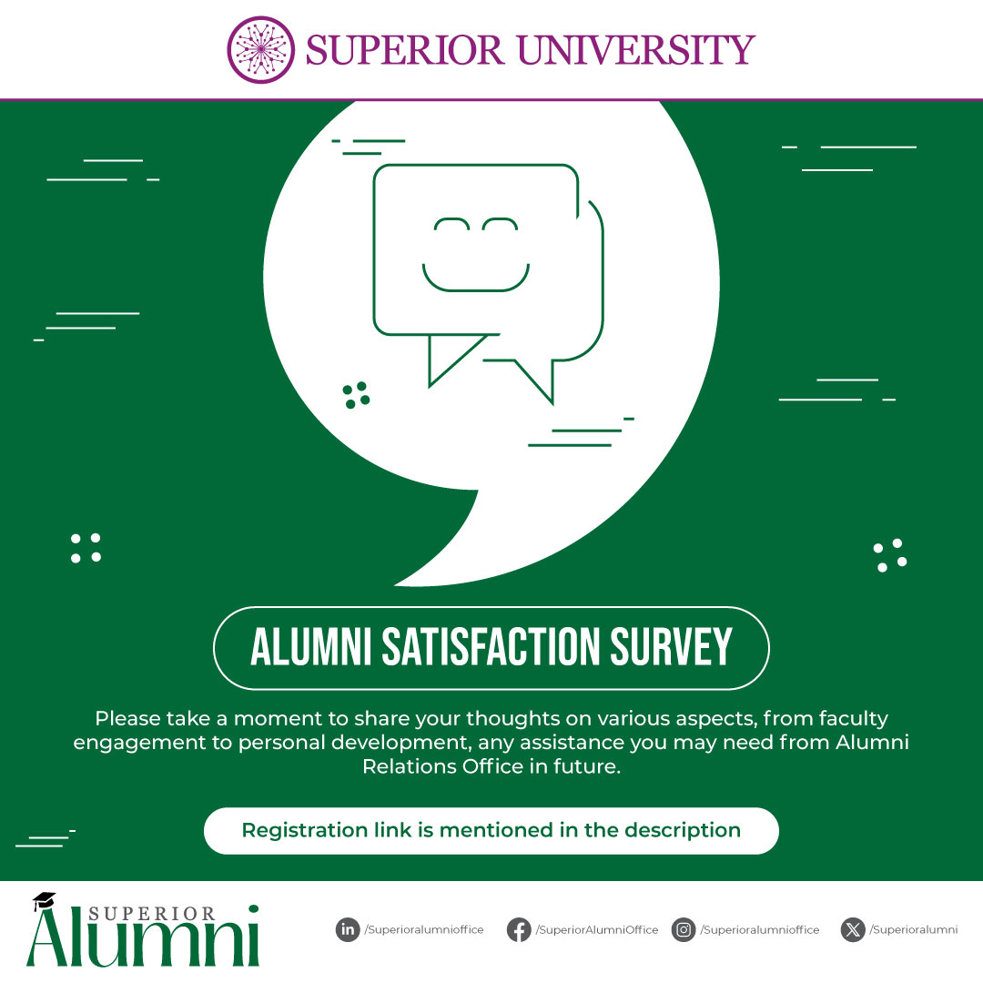 superioralumni's tweet photo. Please take a moment to share your thoughts on various aspects, from faculty engagement to personal development, and evaluate the support provided in your professional journey.
Registration Link: https://t.co/nkb2QLTlmD https://t.co/I1lqDASZXo