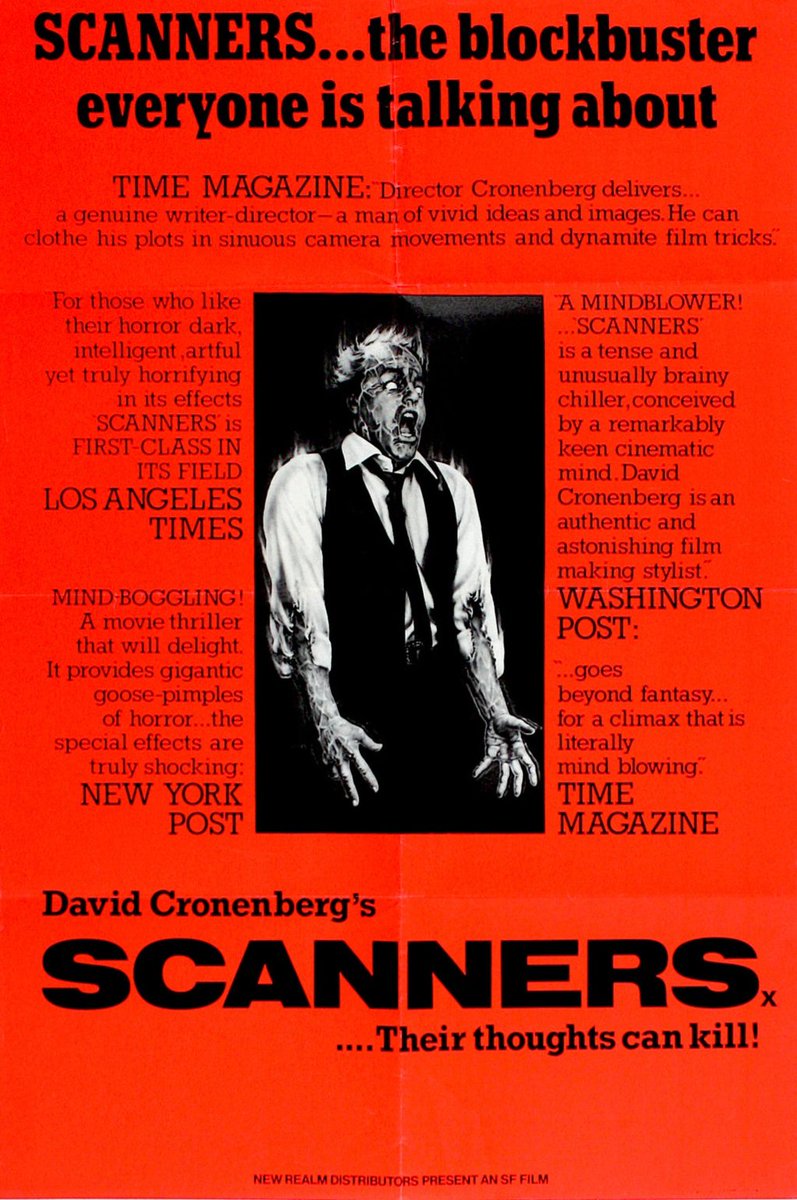 UK film poster for #Scanners (1981 - Dir. #DavidCronenberg) #JenniferONeill #StephenLack #PatrickMcGoohan #MichaelIronside
