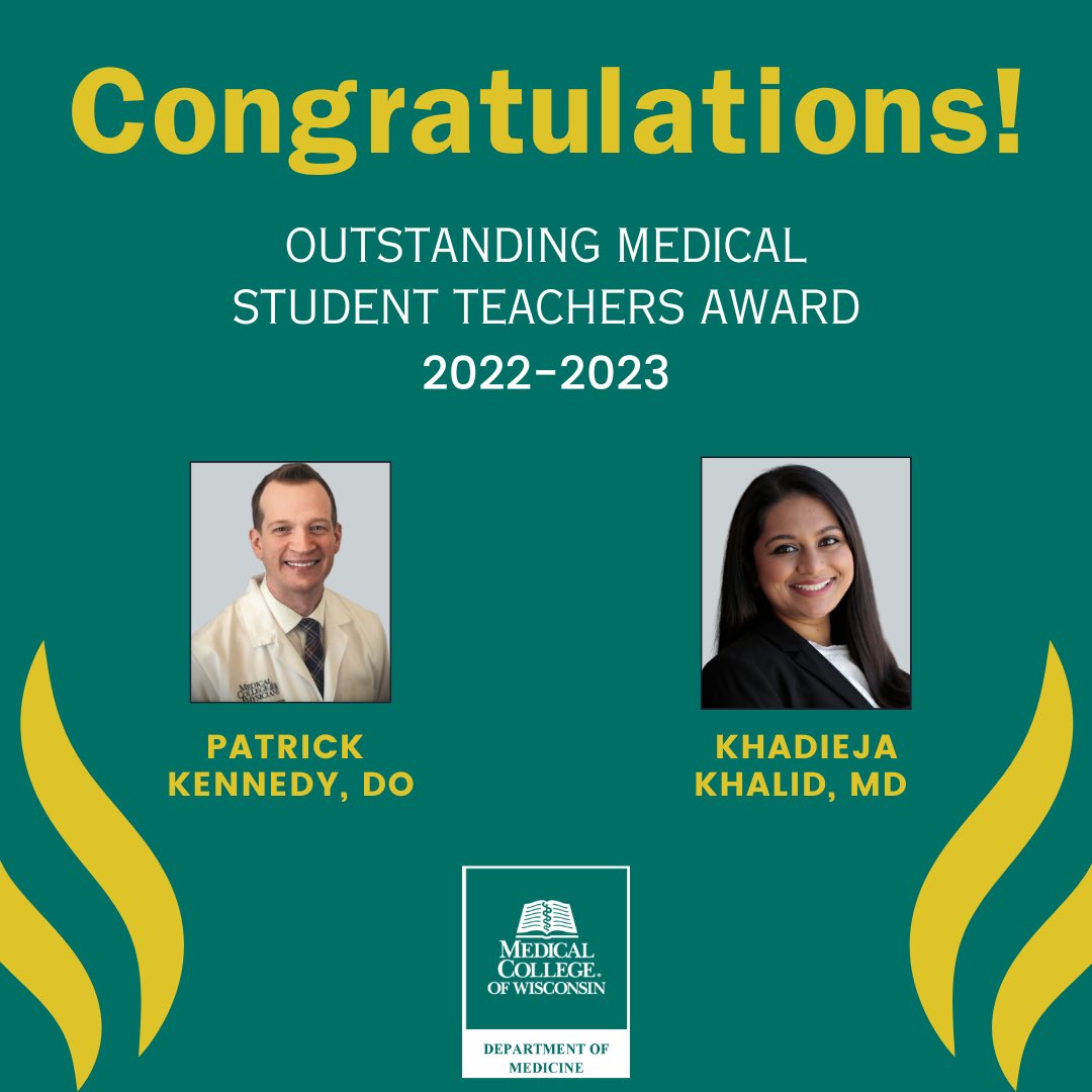 Congratulations to Dr Khalid and Dr Kennedy for ‘Outstanding Medical Student Teacher’ award recognition!