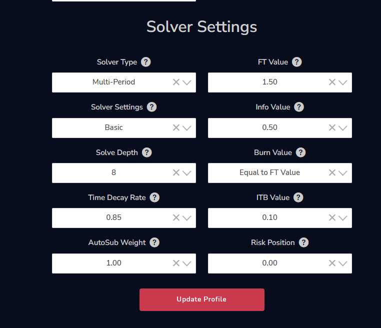 gurra79's tweet photo. @fplreview I'm using the standard settings, except for the solve depth: https://t.co/UVuKj9rQ0S
