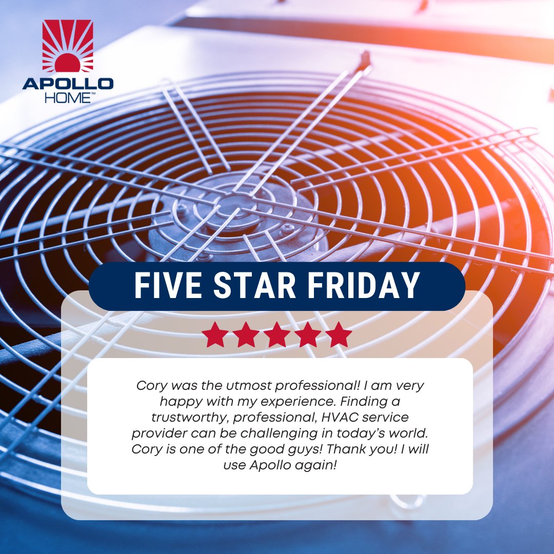 Apollo_HVAC's tweet photo. It's ⭐️⭐️⭐️⭐️⭐️ Friday!
We're dedicated to delivering top-notch service, and are delighted to see it being recognized by our customers. https://t.co/oR7HIZogJt