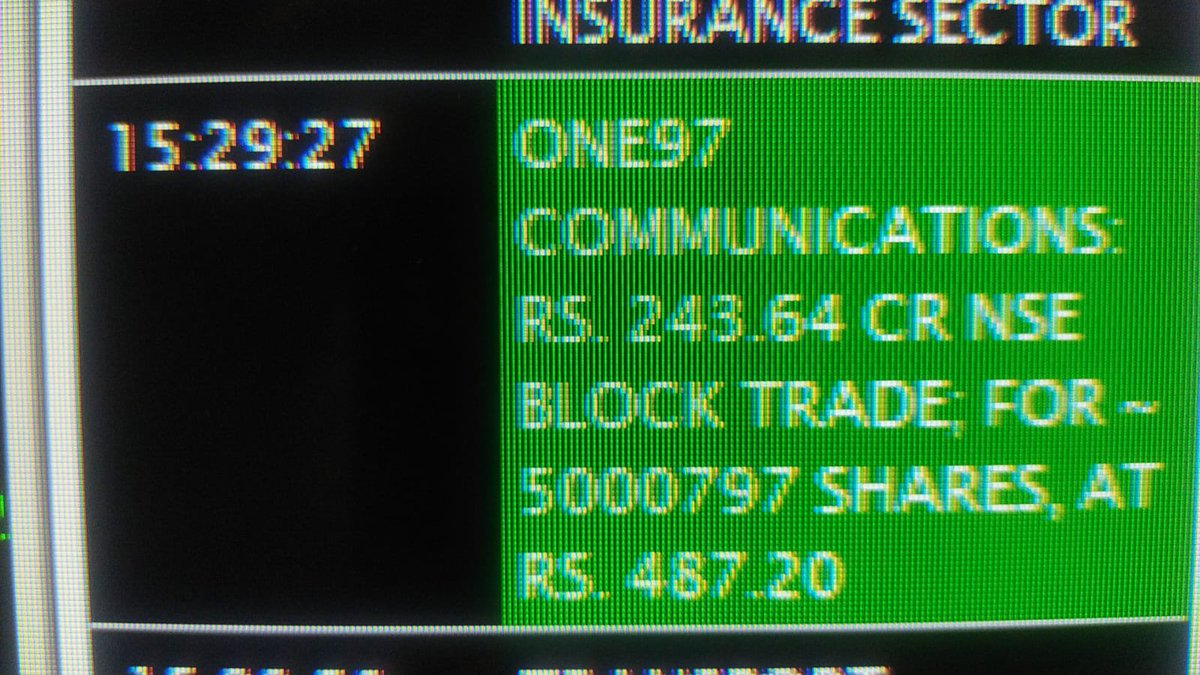 YashJain88's tweet photo. Paytm Block Deal!

Morgan Stanely Bought 50 Lk Shares (0.8% Equity) Worth ₹244 Cr At ₹487.20

The Block Deal Happened Just Around Market Closing Today 

#Paytm #PaytmPaymentsBank #PaymentsBank #RBI #PaytmBlockDeal #PaytmBlock #BlockDeal https://t.co/jUvk1EUGyc