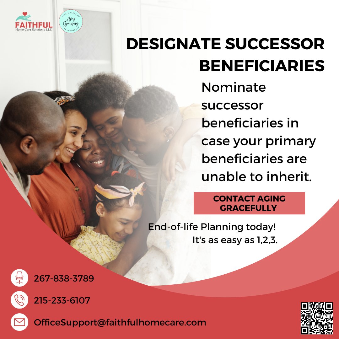 🔄 Plan for contingencies!

💼 Designate successor beneficiaries to ensure your assets smoothly pass to loved ones, no matter what. 🔄💙

#SuccessorBeneficiaries #EstatePlanning #SmoothTransitions #AgingGracefully #EmbracingThefuture #AgeWithDignityAndGrace