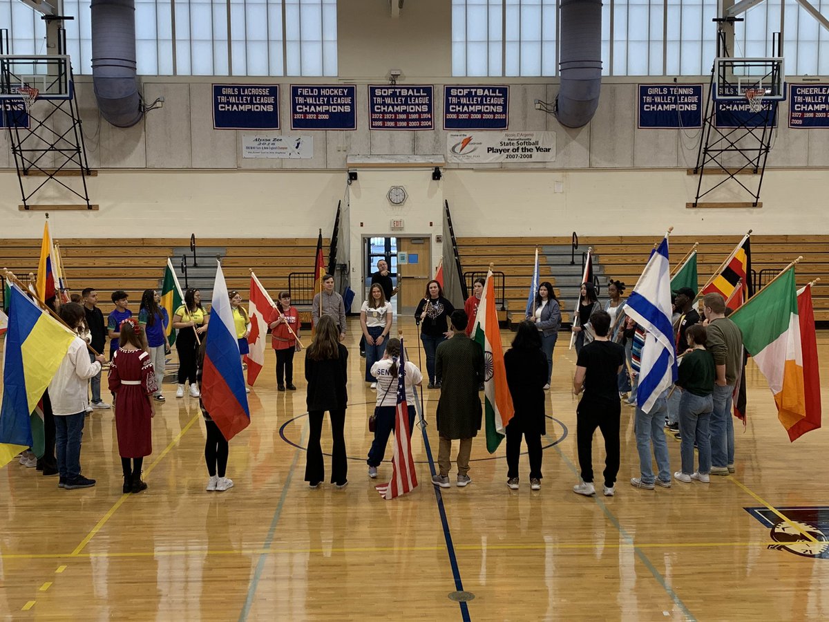 Kstcoeur's tweet photo. AHS is ready for our Flag Celebration- 30 plus countries represented by our students and staff. #ClockerPride https://t.co/gc0nGGw3h7