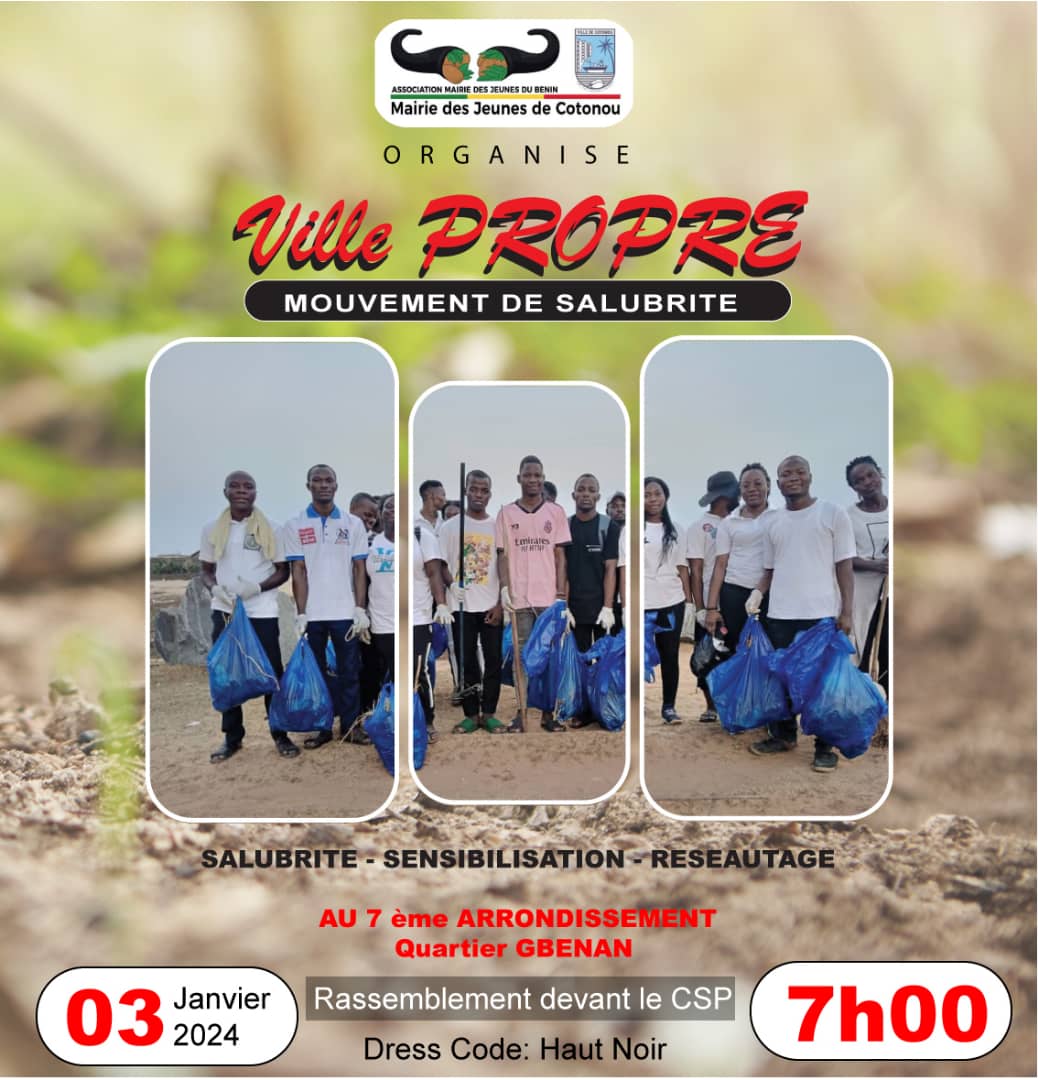 De belles initiatives. 
Encore et toujours plus pour nous faire prendre conscience 💚🤝🏾

Merci à la Maire Jeunes de Cotonou 🤝🏾👏🏾👏🏾👏🏾

<a href="/Mairiedesjeunes/">Association Mairies des Jeunes Benin</a>
#greenlife #cotonou #ecologie