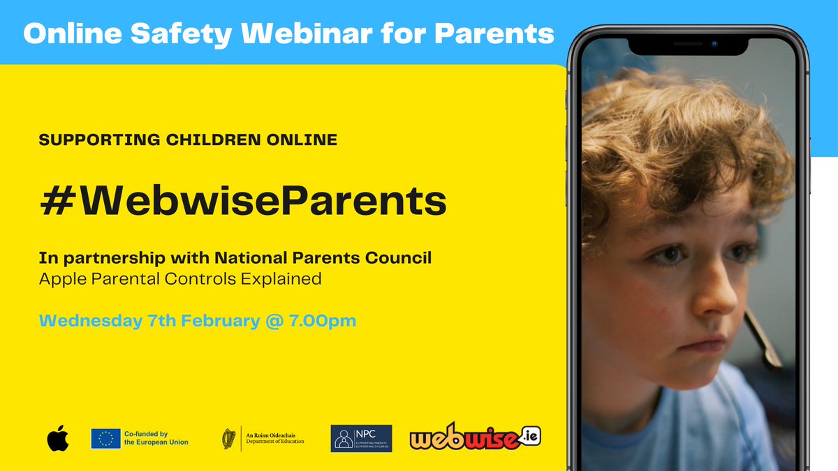 There's still time to register for our FREE Online Safety Webinar this evening at 7pm!

📢 In partnership with National Parents Council the webinar will also feature an explainer of Apple #ParentalControls.  

Register: appleinc.webex.com/weblink/regist…

 #SID2024