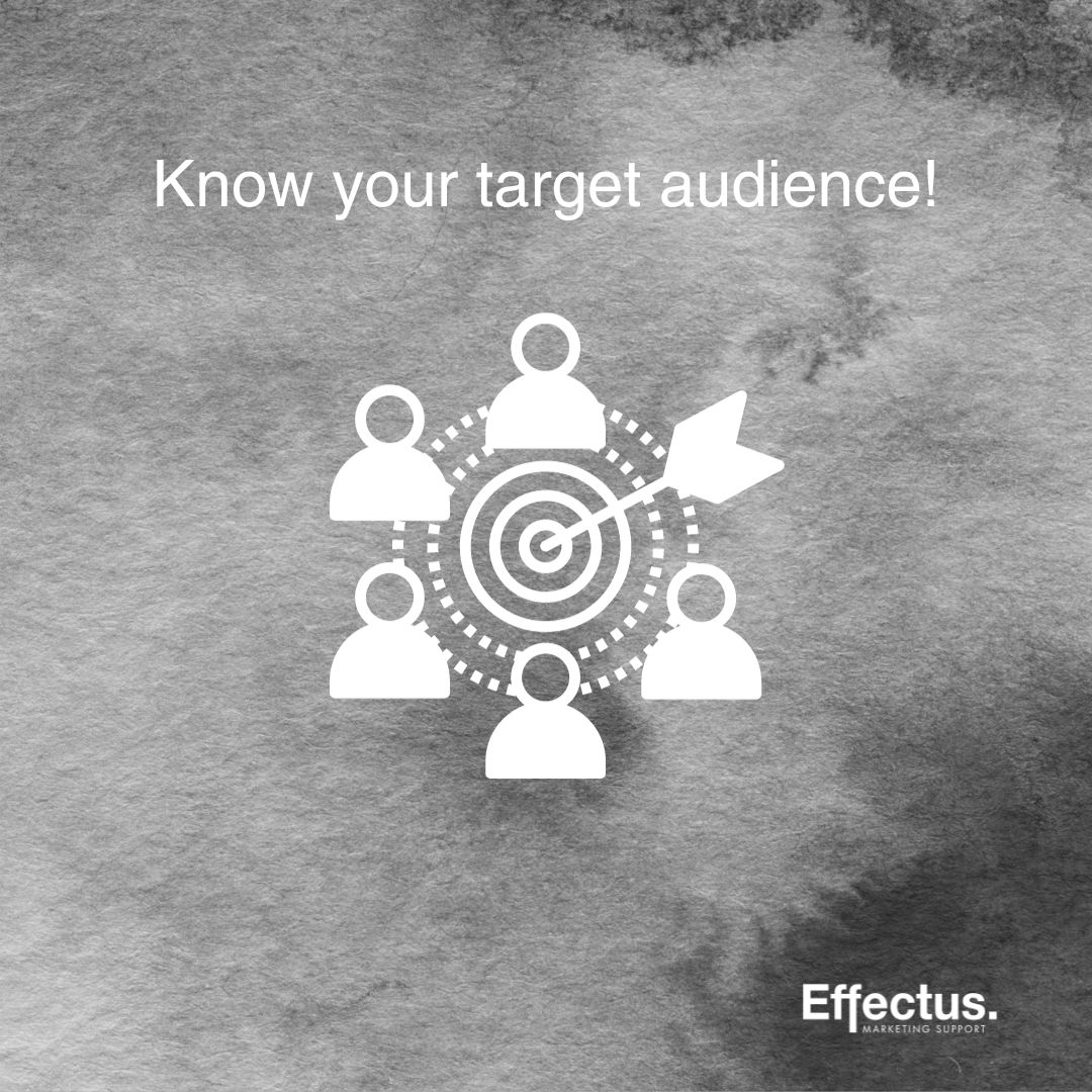 Know your target audience. 

Who are you trying to reach with your branding & marketing? What are their needs & wants? What kind of content do they consume? 

Once you understand this, you can create branding & marketing materials that are relevant & appealing

#effectusgroup