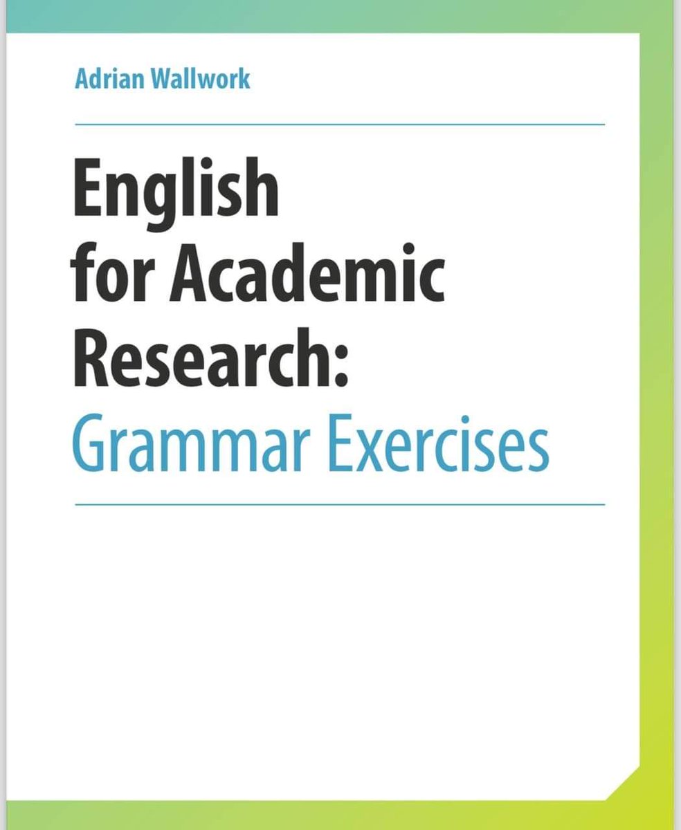 AcademicSalam's tweet photo. 🔸#اعادة_نشر من أفضل الكتب المتخصصة في البحث العلمي، "اللغة الإنجليزية للبحث الأكاديمي: القواعد والتمارين"
🔸English for Academic Research: Grammar Exercises.
انصح به للباحثين وطلاب الدراسات العليا، رابط الملف 👇

https://t.co/Nop5xXholH

 #الكتابة_الأكاديمية #salam_academic https://t.co/oVr0LSmx7g