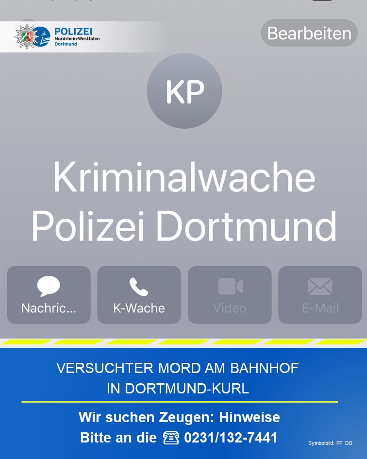 polizei_nrw_do's tweet photo. Nach einem Mordversuch am Bahnhof in #Dortmund-#Kurl suchen wir Zeugen.
Hinweise von Zeuginnen und Zeugen bitte an die Kriminalwache unter ☎ Tel. 0231/132 7441
Alle Infos 👇
https://t.co/BlyDFKdcWJ https://t.co/mp8syBoV4v