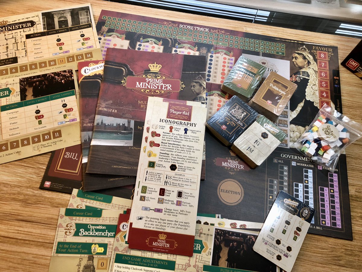 Let’s pass some spending bills!  

Ready for an afternoon of learning the ins and outs of Victorian governing!  Now the question is…conservative or liberal 🤔 

Prime Minister <a href="/gmtgames/">GMT Games</a> 

#boardgames #historicalgaming