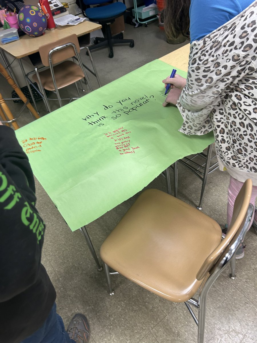 Students sharing their thoughts and extending their thinking about our class novel, “The Crossover”